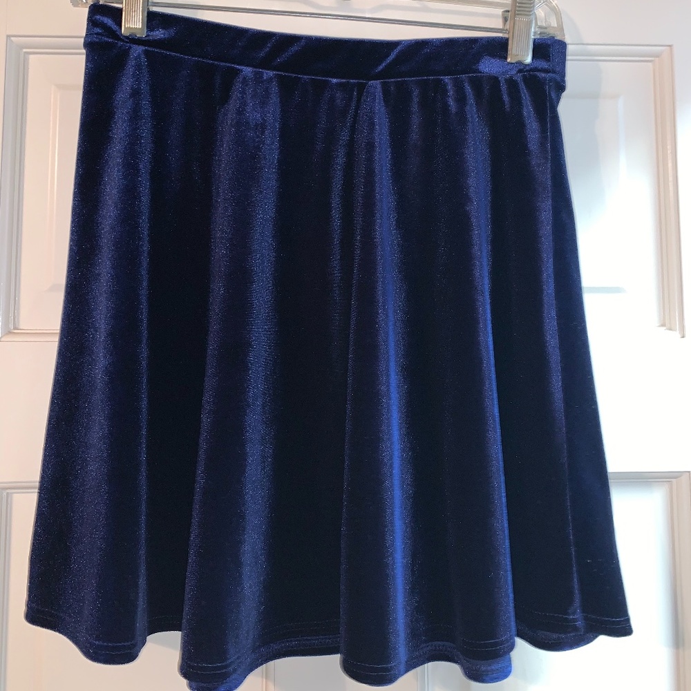 Blue velvet skater skirt
